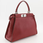 Fendi Peekaboo Selleria 2-Way Shoulder Leather Red Handbag — view 3