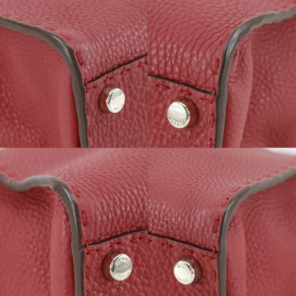 Fendi Peekaboo Selleria 2-Way Shoulder Leather Red Handbag — view 4