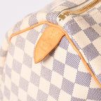 Louis Vuitton Keepall 50 Boston Bag Damier Azur Canvas Vachetta Leather White — view 5