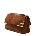 Fendi Double Chain Shoulder Bag 2-Way Brown Multi Suede Satin — view 2
