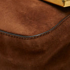 Fendi Double Chain Shoulder Bag 2-Way Brown Multi Suede Satin — view 7