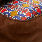 Fendi Double Chain Shoulder Bag 2-Way Brown Multi Suede Satin — view 6