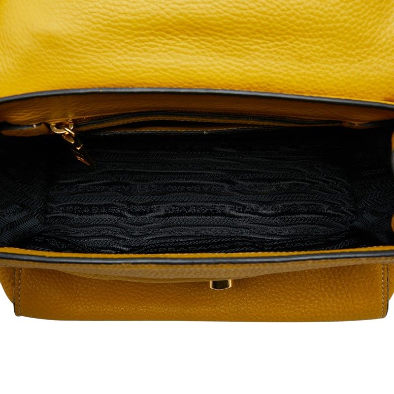 Prada Sound Rock 2-Way Shoulder Bag Yellow Vitello Daino Leather — view 8
