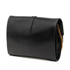 Saint Laurent YSL Logo Chain Wallet Shoulder Back Black Leather — view 2