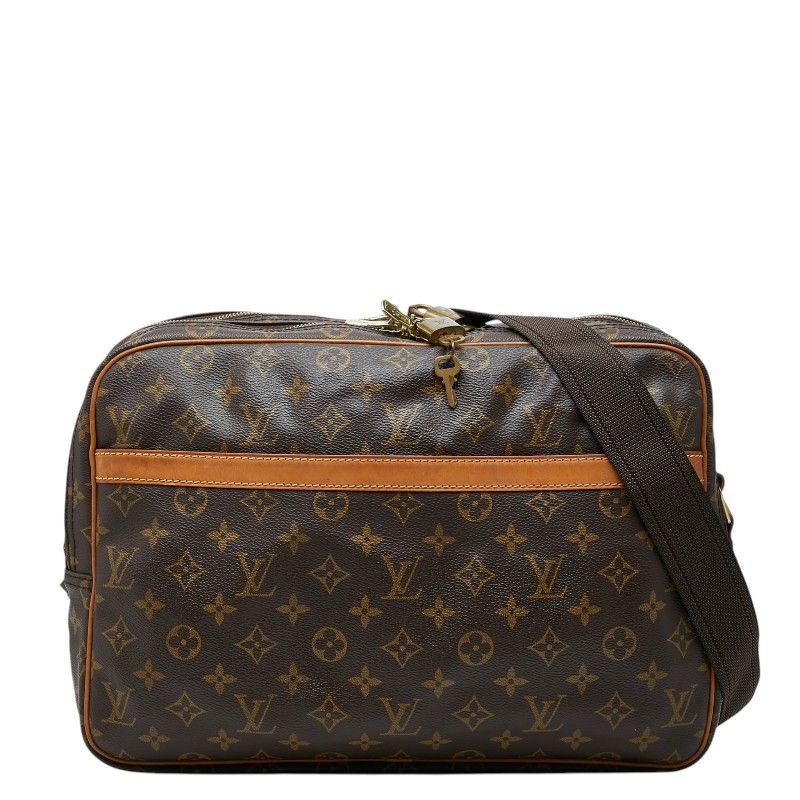 Louis Vuitton Monogram Reporter GM Crossbody Shoulder Bag Brown Leather