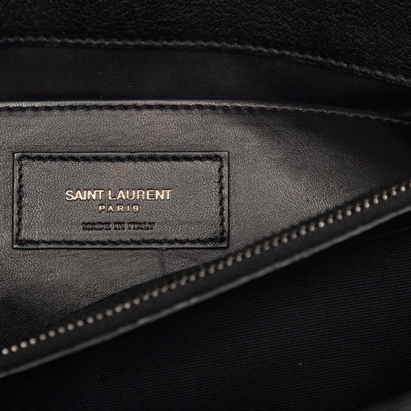 Saint Laurent YSL Logo Stitch Top Handle Shoulder Bag 2-Way Black Leather — view 5