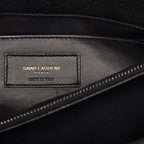 Saint Laurent YSL Logo Stitch Top Handle Shoulder Bag 2-Way Black Leather — view 5