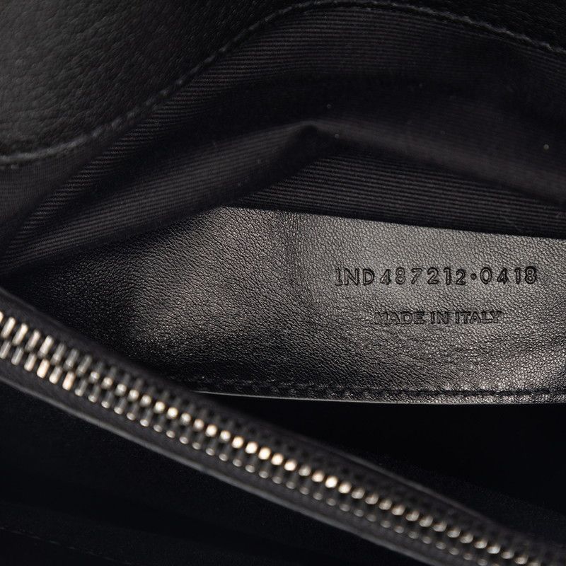 Saint Laurent YSL Logo Stitch Top Handle Shoulder Bag 2-Way Black Leather — view 6