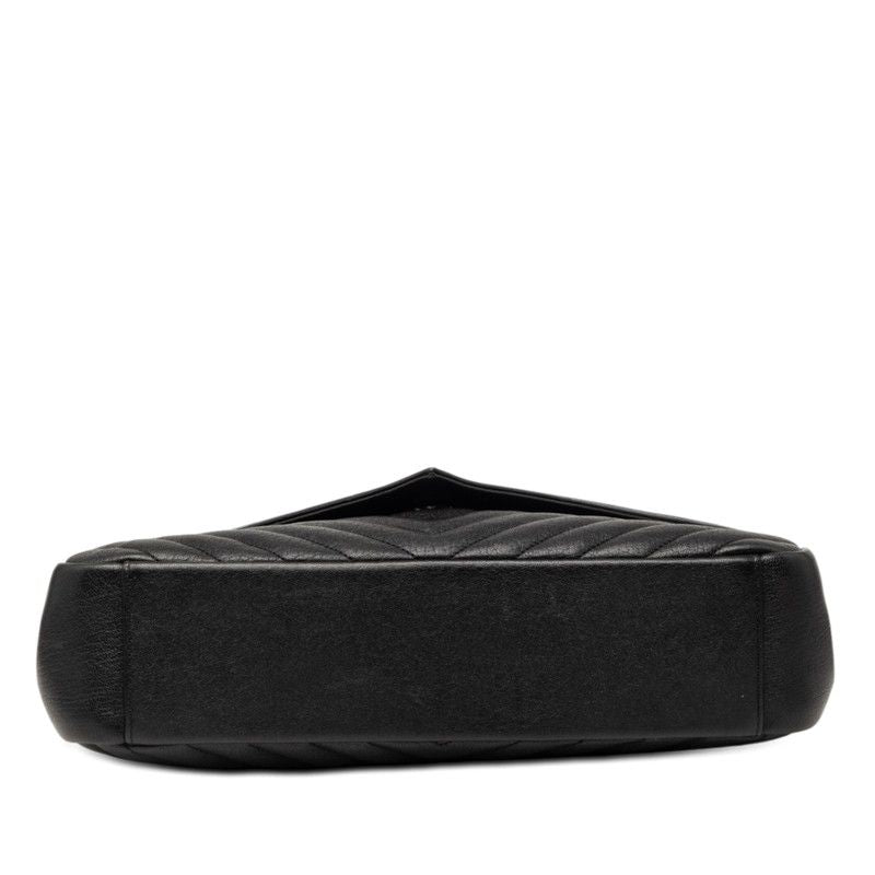 Saint Laurent YSL Logo Stitch Top Handle Shoulder Bag 2-Way Black Leather — view 3