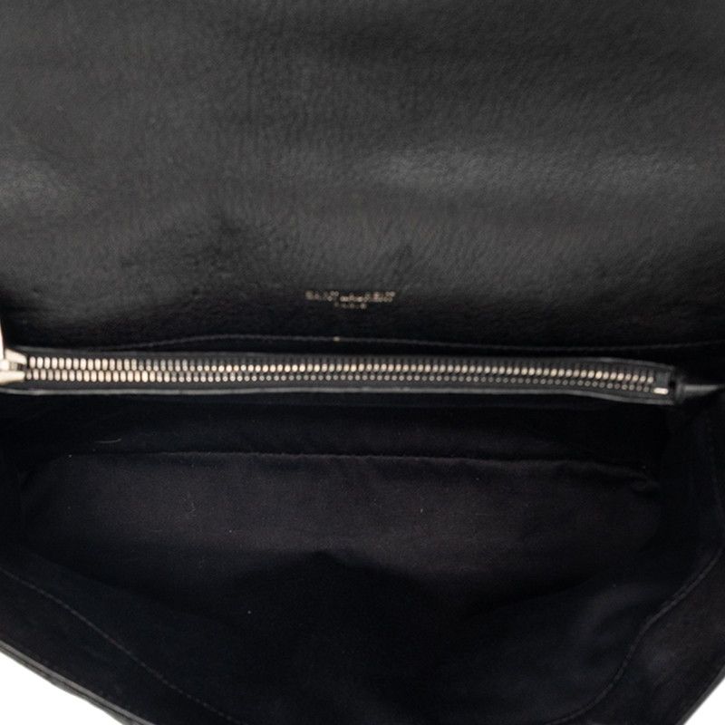 Saint Laurent YSL Logo Stitch Top Handle Shoulder Bag 2-Way Black Leather — view 4