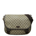 Gucci GG Supreme Crossbody Shoulder Bag Beige Leather