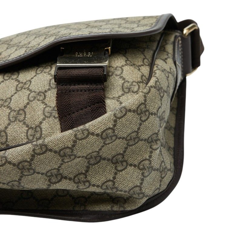 Gucci GG Supreme Crossbody Shoulder Bag Beige Leather — view 4