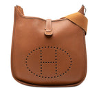 Hermes Evelyne 2 GM Crossbody Shoulder Bag Gold Brown Taurillon Clemence