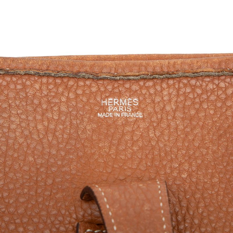 Hermes Evelyne 2 GM Crossbody Shoulder Bag Gold Brown Taurillon Clemence — view 5