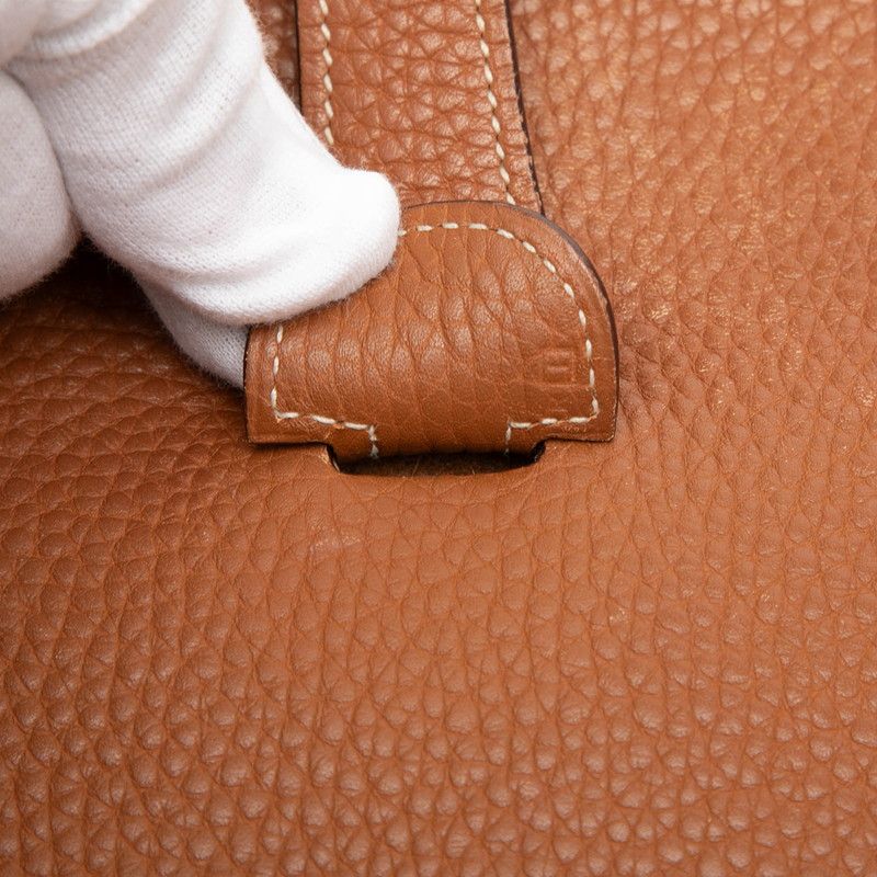 Hermes Evelyne 2 GM Crossbody Shoulder Bag Gold Brown Taurillon Clemence — view 6