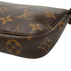 Louis Vuitton Monogram Mini Pochette Pouch Handbag Brown Leather — view 4
