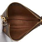 Louis Vuitton Monogram Mini Pochette Pouch Handbag Brown Leather — view 6