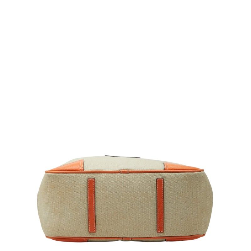 Loewe Anagram Tote Shoulder Bag Beige Orange Canvas Leather — view 3