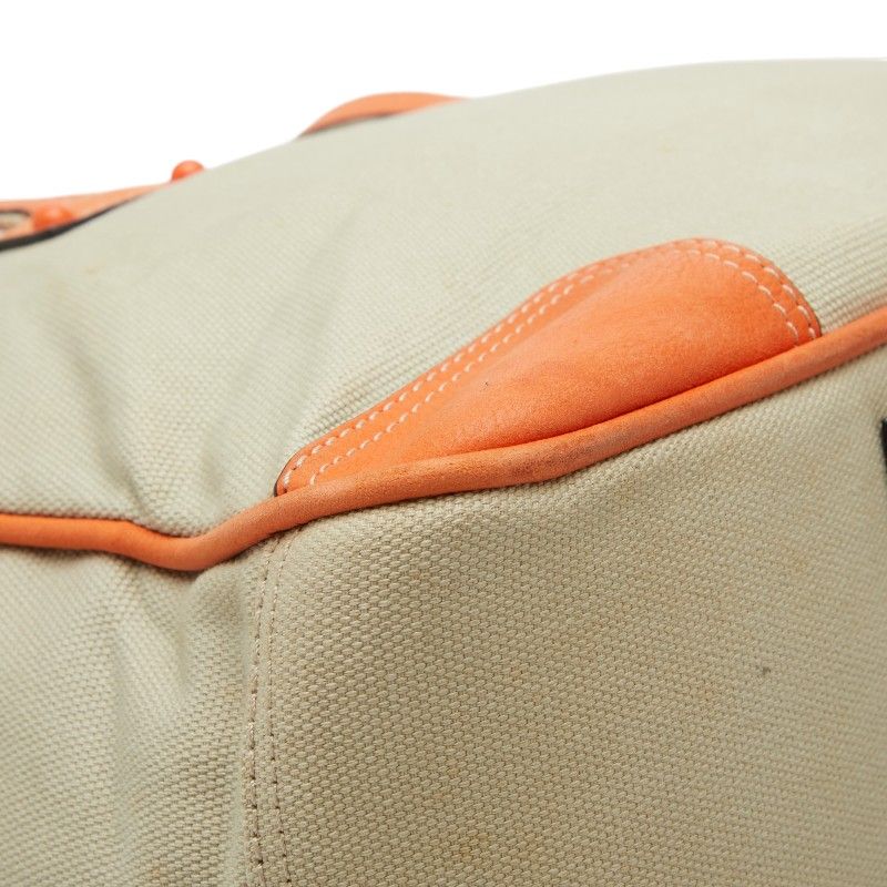 Loewe Anagram Tote Shoulder Bag Beige Orange Canvas Leather — view 7