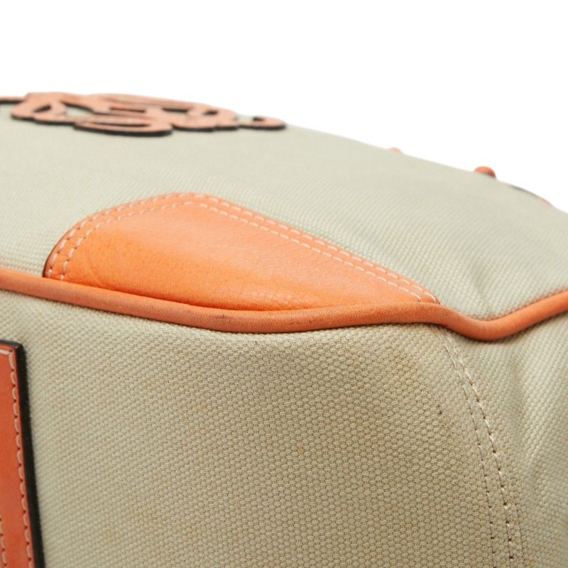 Loewe Anagram Tote Shoulder Bag Beige Orange Canvas Leather — view 4