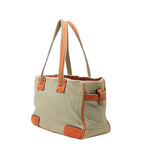 Loewe Anagram Tote Shoulder Bag Beige Orange Canvas Leather — view 2