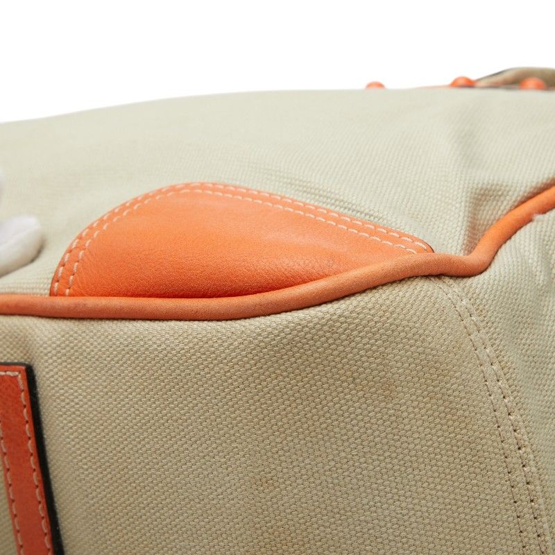 Loewe Anagram Tote Shoulder Bag Beige Orange Canvas Leather — view 6