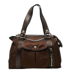 Celine Anagram Handbag Brown Nylon Leather