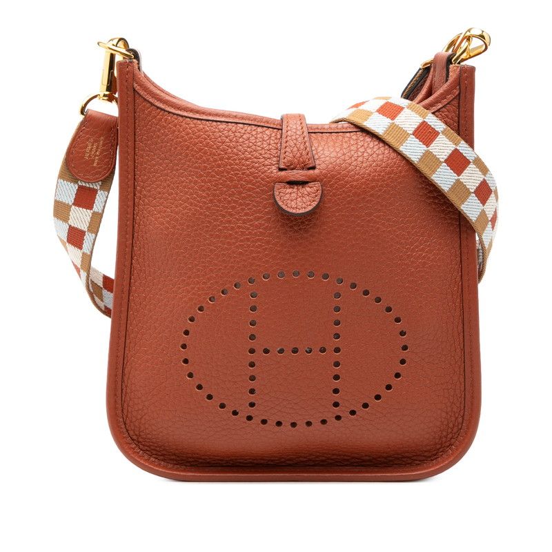 Hermes Evelyne Amazon TPM Maxi Quadrille Shoulder Bag Cuiburg Brown Taurillon