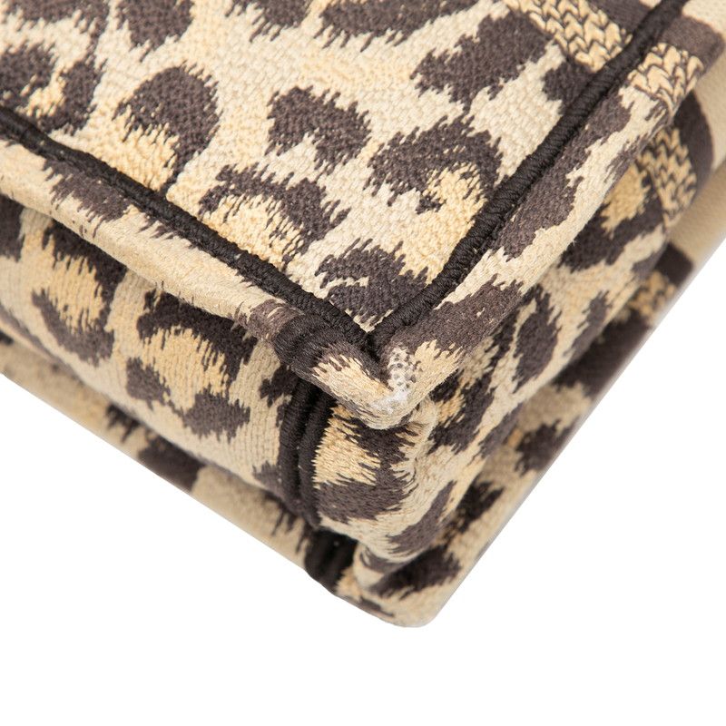 Dior Leopard Book Tote Vertical Mini 2-Way Shoulder Bag Beige Brown Canvas — view 4