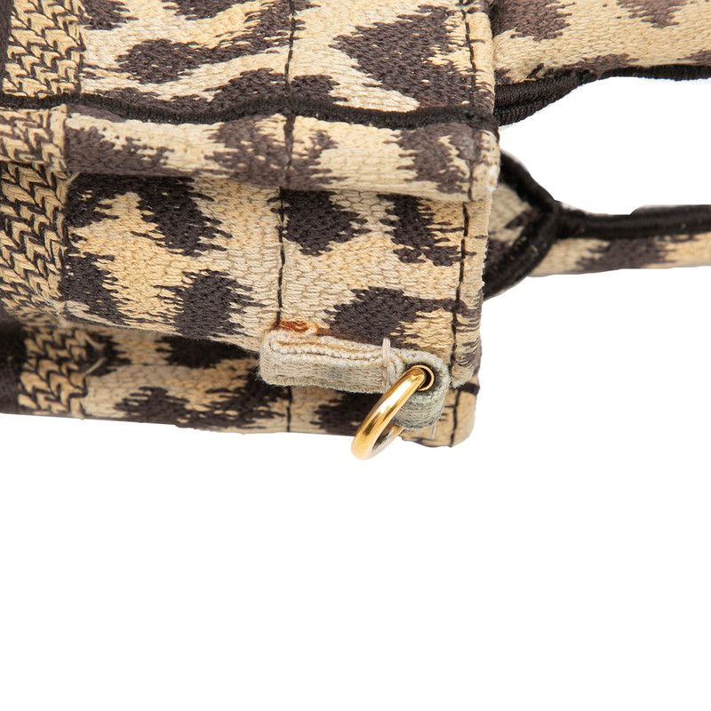 Dior Leopard Book Tote Vertical Mini 2-Way Shoulder Bag Beige Brown Canvas — view 5