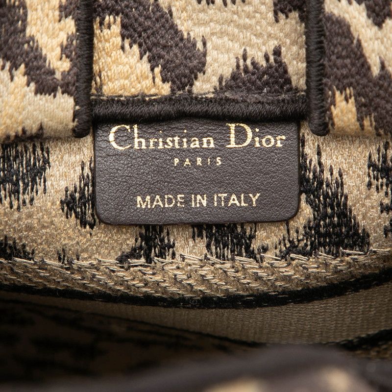 Dior Leopard Book Tote Vertical Mini 2-Way Shoulder Bag Beige Brown Canvas — view 8