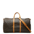 Louis Vuitton Monogram Keepall Bandouliere 55 Boston Bag 2-Way Brown Leather
