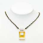 Chanel Perfume Bottle Necklace Clear Black Gold Plated Fabric 1 — view 7