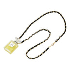 Chanel Perfume Bottle Necklace Clear Gold Black Plated Fabric 1 — view 5