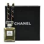 Chanel Perfume Bottle Necklace Clear Gold Black Plated Fabric 1 — view 8