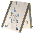Hermes Rectangle Brides ET Gray Bridle and Charm Cashmere Silk Fringe Scarf — view 3