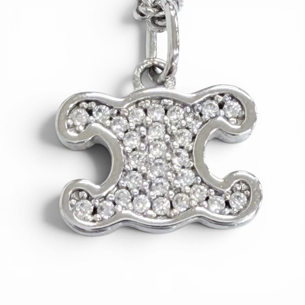 Celine Trio Rhinestone Necklace Silver