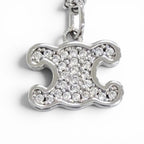 Celine Trio Rhinestone Necklace Silver