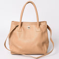 Chanel Executive Tote Bag CC Logo Turnlock Calfskin Beige