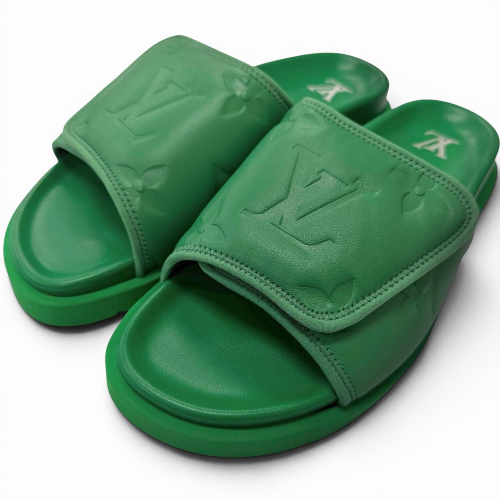 Louis Vuitton Miami Line Monogram Embossed Leather Shower Sandals Slide 6