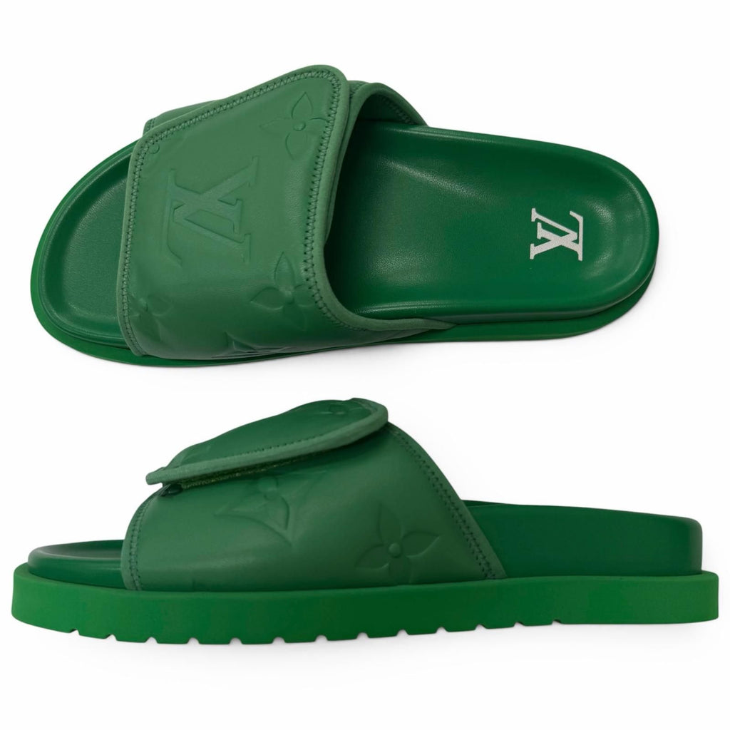Louis Vuitton Miami Line Monogram Embossed Leather Shower Sandals Slide 6 — view 3