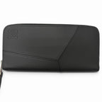 Loewe Puzzle Edge Zipped Wallet Leather Anagram Round Zip Black