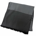 Hermes Silk Angora All Over Pattern Fringe Shawl Scarf Black Gray Recommended