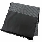 Hermes Silk Angora All Over Pattern Fringe Shawl Scarf Black Gray Recommended
