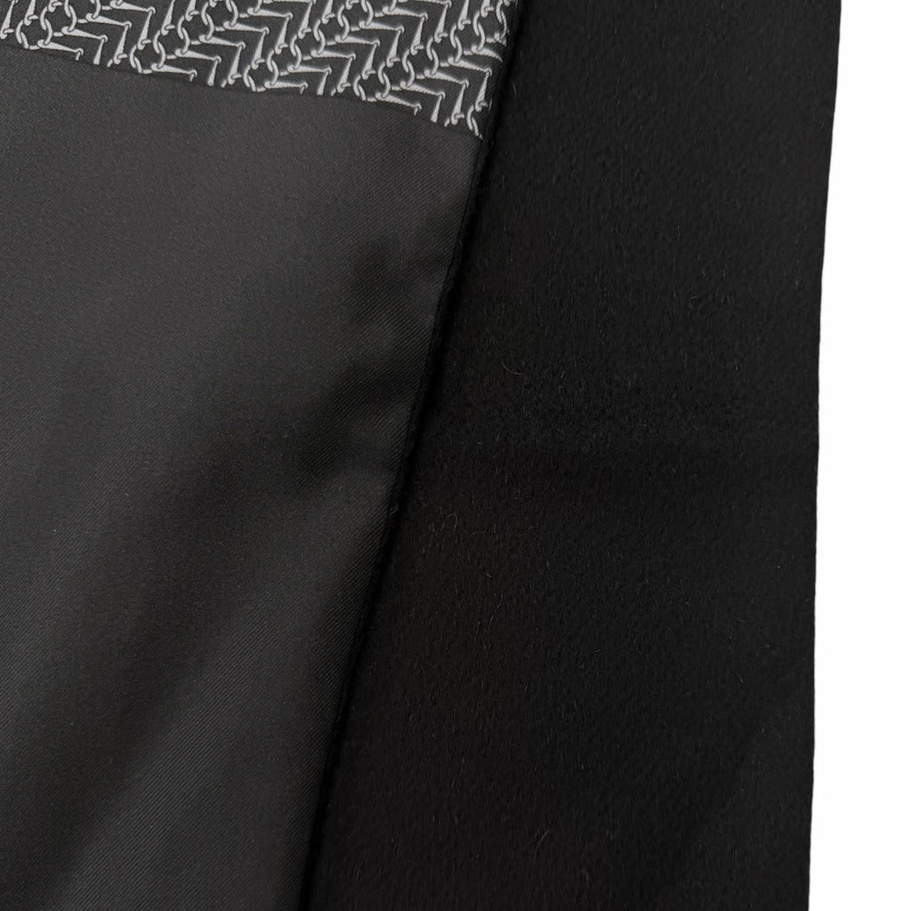 Hermes Silk Angora All Over Pattern Fringe Shawl Scarf Black Gray Recommended — view 4