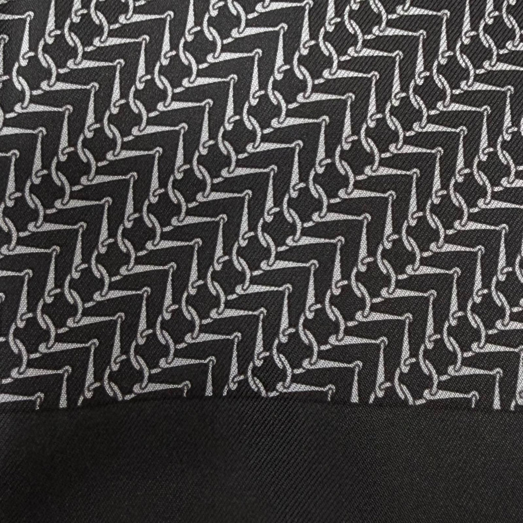 Hermes Silk Angora All Over Pattern Fringe Shawl Scarf Black Gray Recommended — view 6