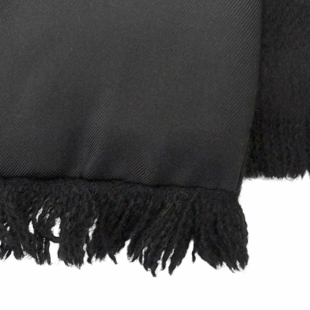 Hermes Silk Angora All Over Pattern Fringe Shawl Scarf Black Gray Recommended — view 5