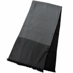 Hermes Silk Angora All Over Pattern Fringe Shawl Scarf Black Gray Recommended — view 3