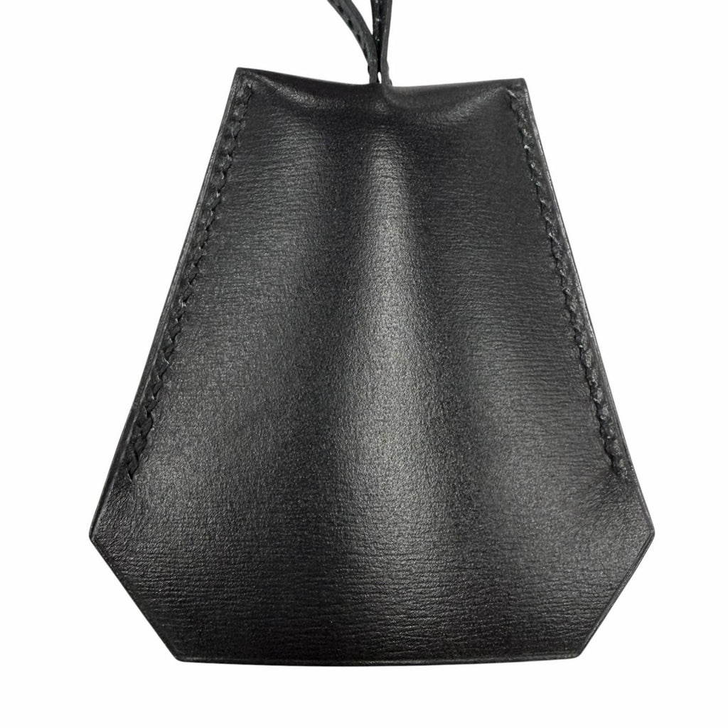 Hermes Vintage Silver Martin Margiela Era Clochette Leather Necklace Black — view 3