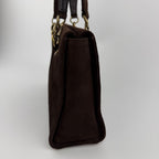 Chanel CC Logo Quilted Shoulder Bag Brown Suede Vintage — view 5